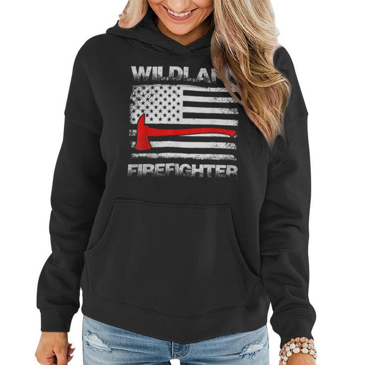 Firefighter Thin Red Line Wildland Firefighter American Flag Axe Fire_ V2 Women Hoodie
