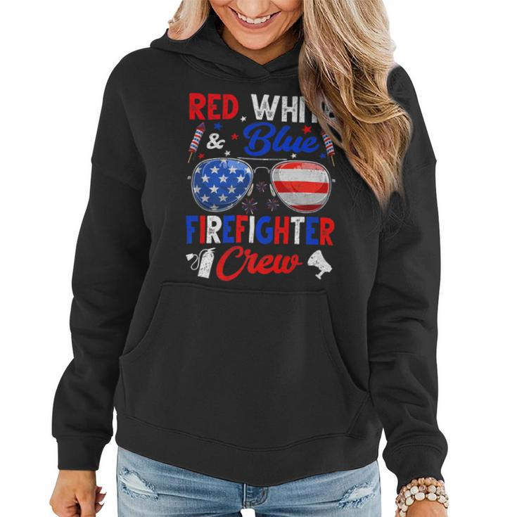 Firefighter Vintage Red White Blue Firefighter American Flag Women Hoodie