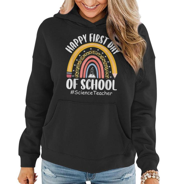 First Day Of School Science Teacher Rainbow Back To School  Women Hoodie Graphic Print Hooded Sweatshirt