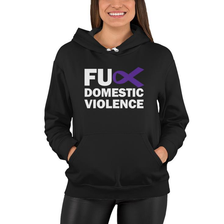Fuck Domestic Violence Purple Ribbon Domestic Violence Women Hoodie