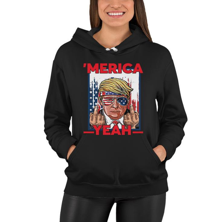 Funny 4Th Of July Patriotic Donald Trump Merica Usa Flag Women Hoodie