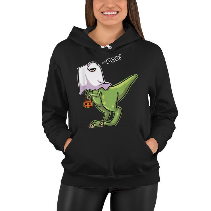 Funny Dinosaur Dressed As Halloween Ghost For Trick Or Treat  Women Hoodie