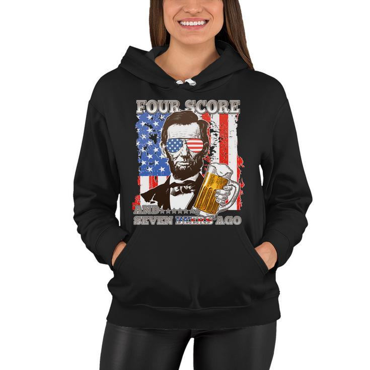 Funny Four Score And Seven Beers Ago Abe Lincoln Women Hoodie