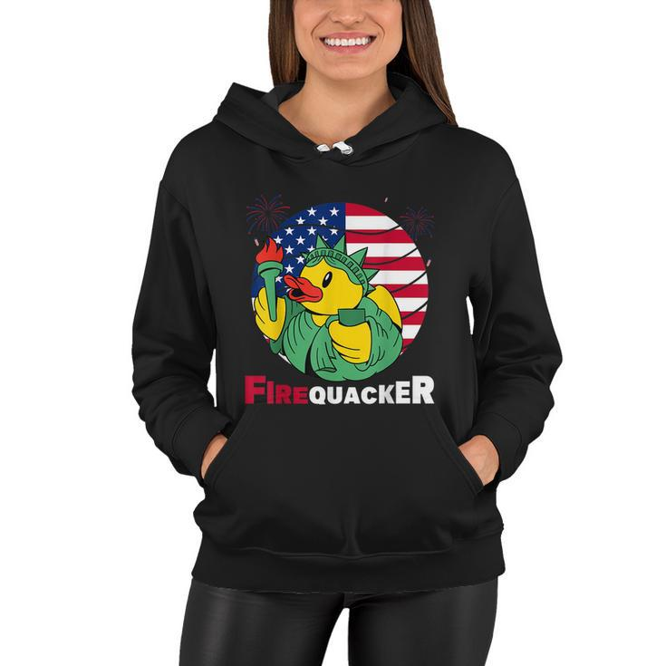 Funny Fourth Of July Usa Patriotic Firecracker Rubber Duck Funny Gift Women Hoodie