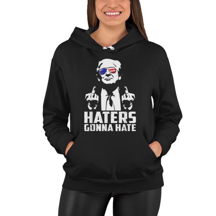 Funny Haters Gonna Hate President Donald Trump Middle Finger Women Hoodie