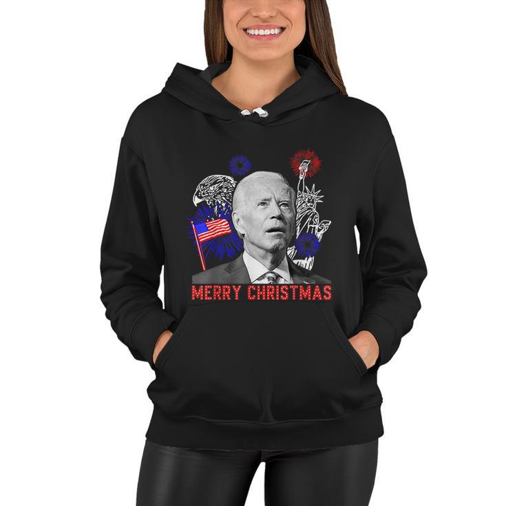 Funny Joe Biden Happy Christmas In July Usa Flag V2 Women Hoodie