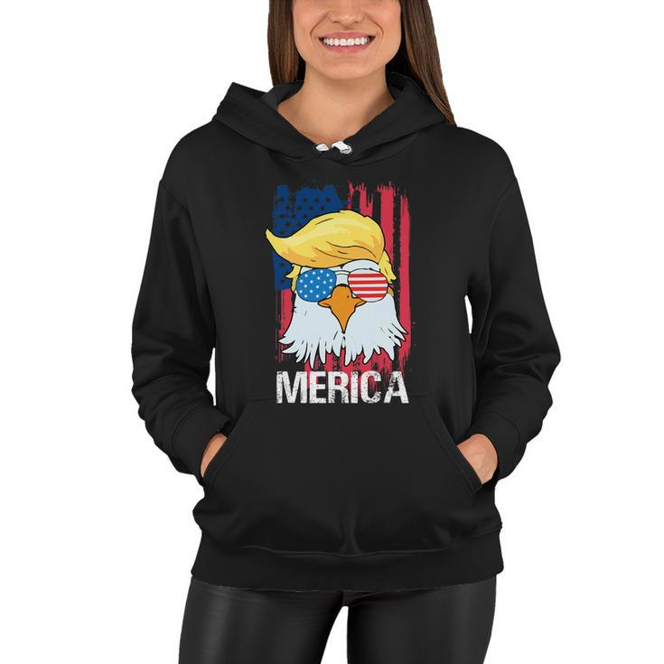 Funny Merica Trump Bald Eagle 4Th Of July Us Flag Men Women Women Hoodie