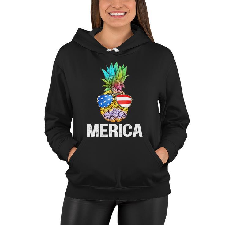 Funny Patriotic Pineapple 4Th Of July America Usa Flag Women Hoodie