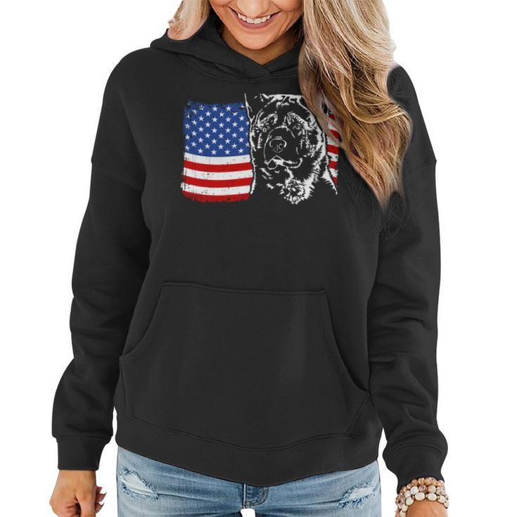 Funny Proud Akita American Flag Patriotic Dog Gift Sweatshirt Women Hoodie Graphic Print Hooded Sweatshirt