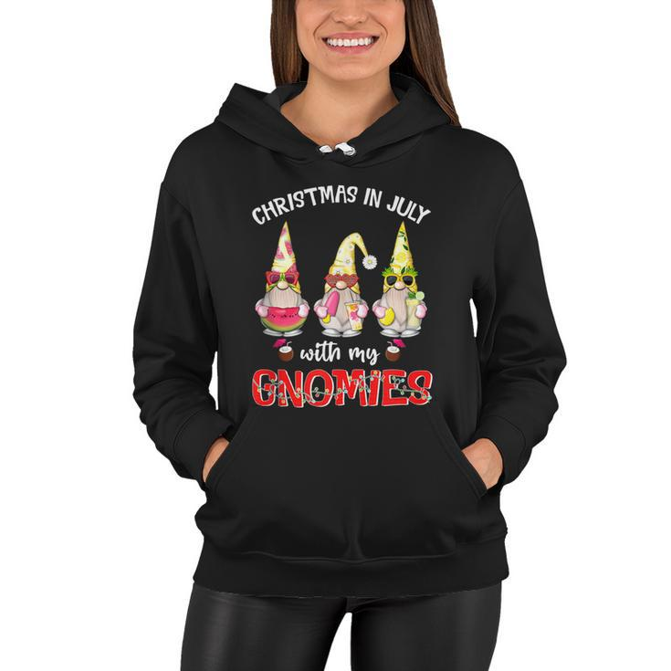 Funny Summer Vacation Gnomies Gnomes For Christmas In July Women Hoodie