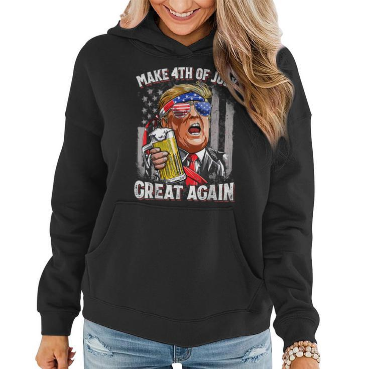 Funny Trump 4Th Of July Make 4Th Of July Great Again 2024  Women Hoodie Graphic Print Hooded Sweatshirt