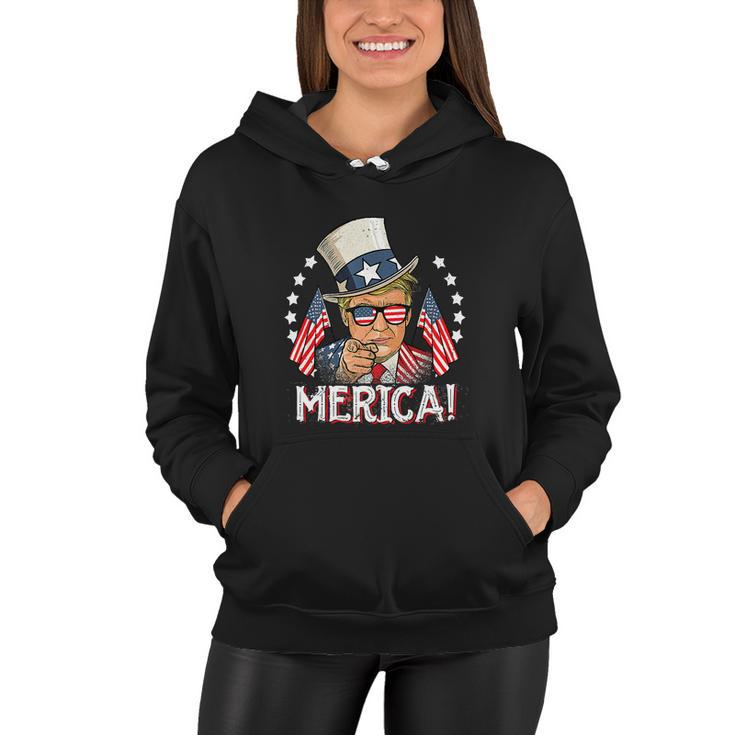 Funny Trump Merica 4Th Of July American Flag Women Hoodie