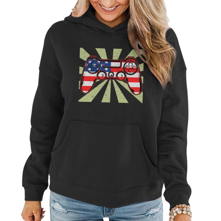 Game Controller 4Th Of July Video Game Proud American Women Hoodie