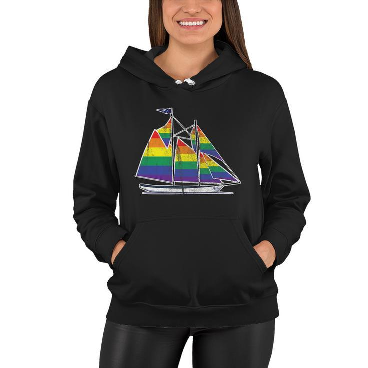 Gay Pride Sailboat Lgbt Lgbtq Rainbow Flag Women Hoodie