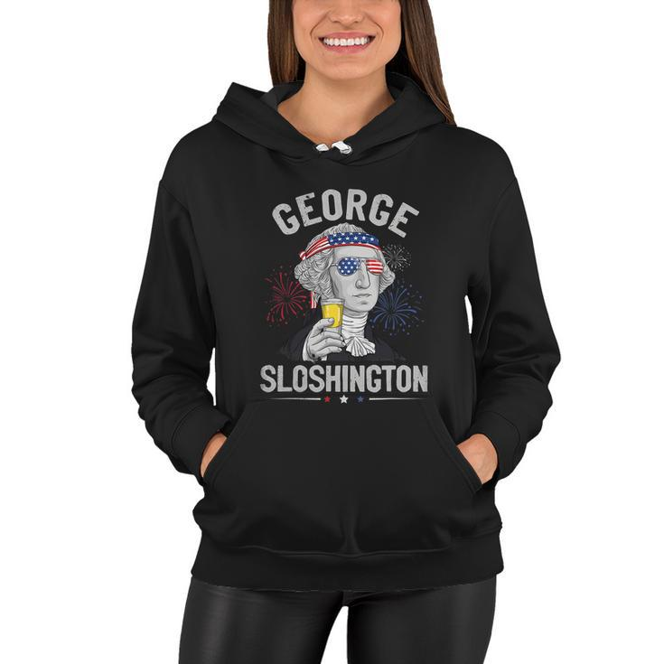 George Sloshington Washington Funny 4Th Of July Usa American Women Hoodie