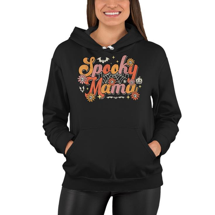 Groovy Spooky Mama Retro Halloween Ghost Witchy Spooky Mom  Women Hoodie
