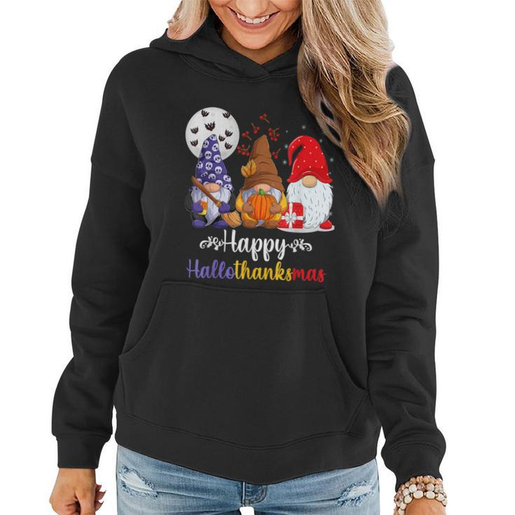 Halloween Thanksgiving Christmas Happy Hallothanksmas Gnomes  V9 Women Hoodie Graphic Print Hooded Sweatshirt
