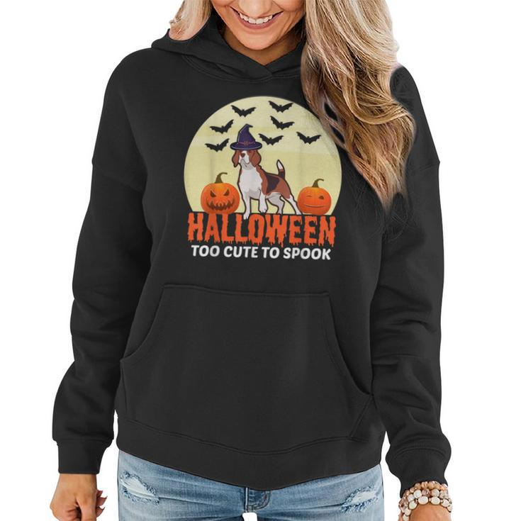 Halloween Too Cute To Spook Beagle Wizard Puppy Lover  Women Hoodie - Thegiftio