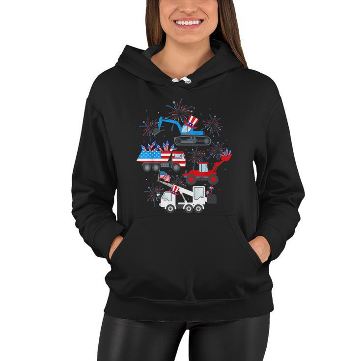 Happy 4Th Of July Crane Truck Construction Toddler Boys Women Hoodie