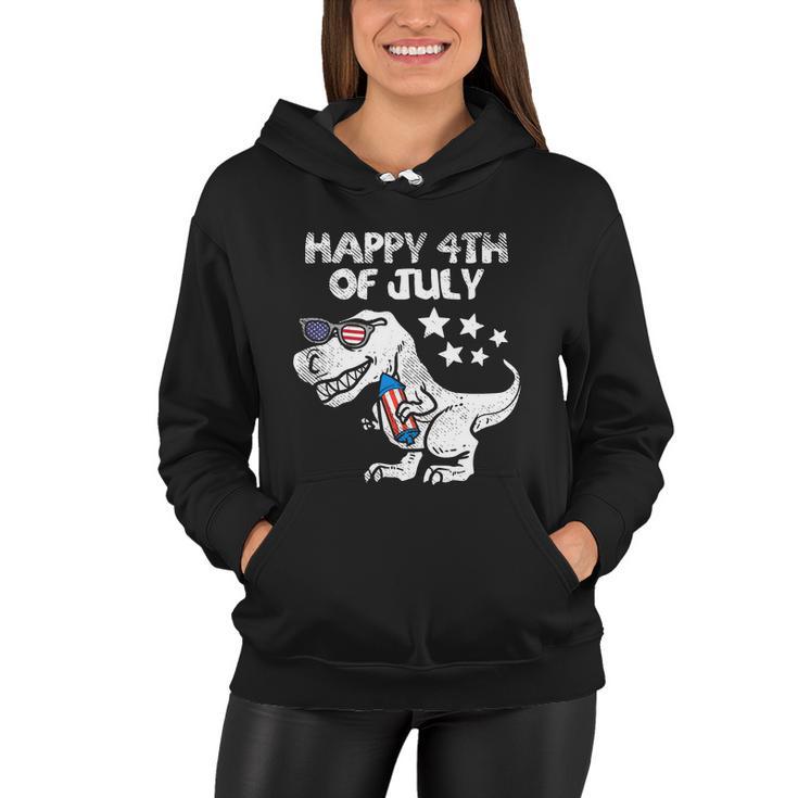 Happy 4Th Of July Trex Dinosaur American Dino Women Hoodie