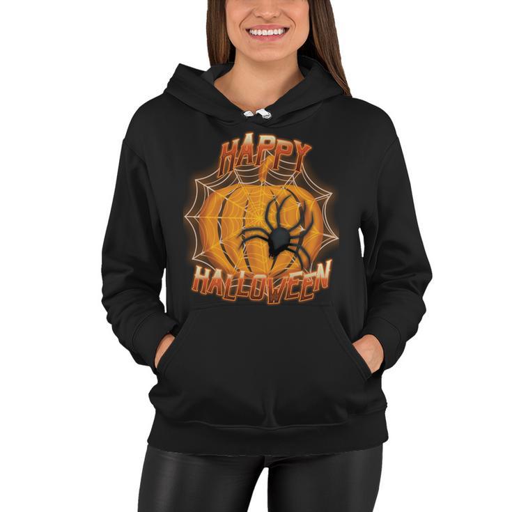 Happy Halloween Spiderweb Pumpkin Women Hoodie