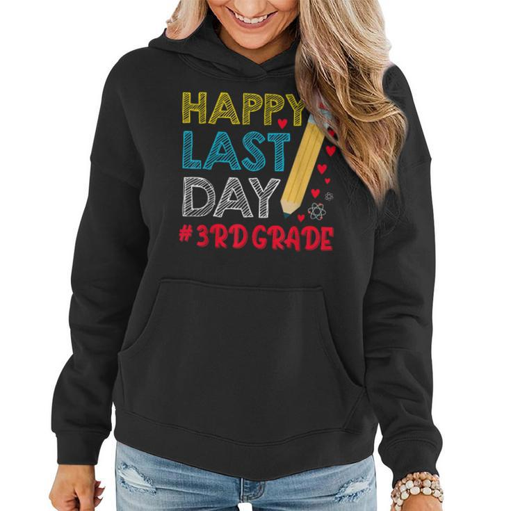 Happy Last Day Of School For 3Rd Grade Students Teachers  Women Hoodie Graphic Print Hooded Sweatshirt