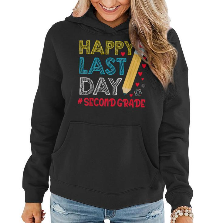 Happy Last Day Of School For Second Grade Students Teachers  Women Hoodie Graphic Print Hooded Sweatshirt
