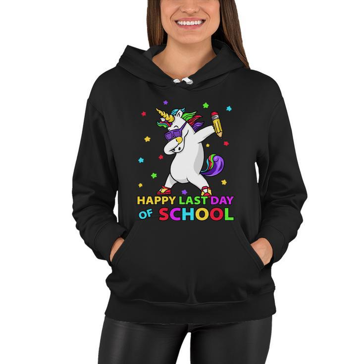 Happy Last Day Of School Funny Unicorn Cute Teacher Student Cute Gift Women Hoodie