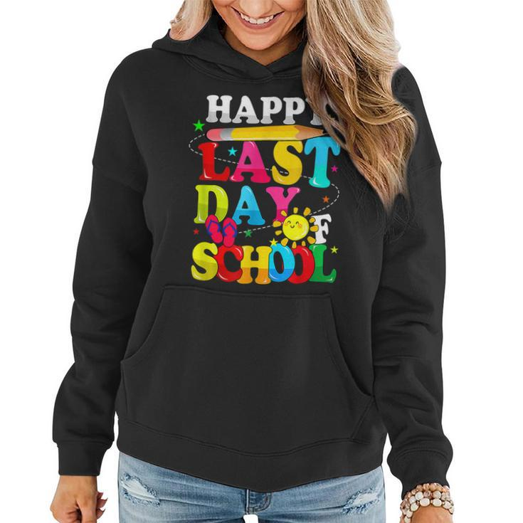 Happy Last Day Of School Students Teachers End Of The Year  Women Hoodie Graphic Print Hooded Sweatshirt