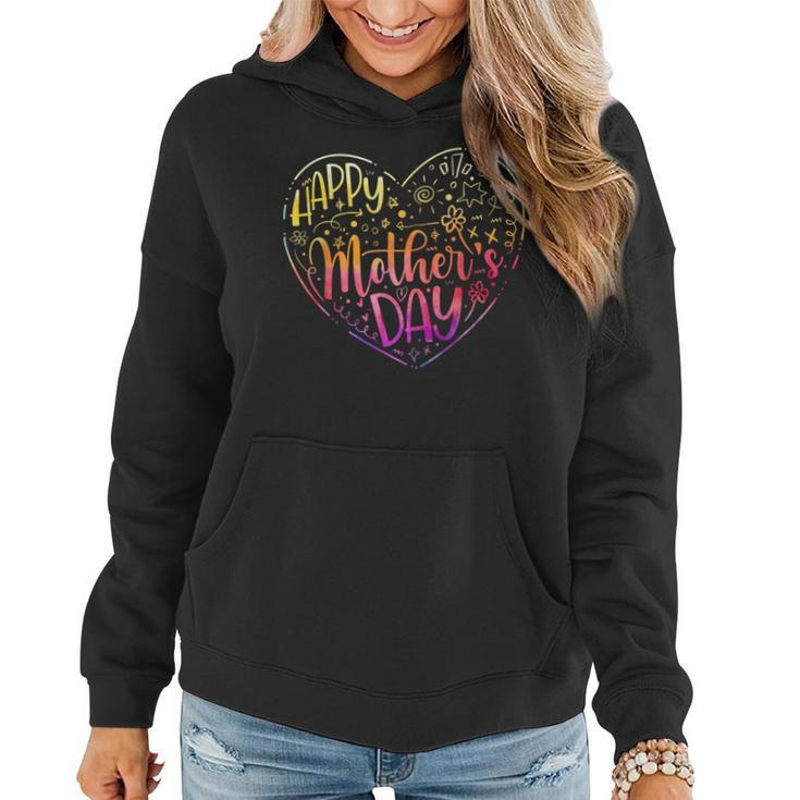 Happy Mothers Day With Tie-Dye Heart Mothers Day  Women Hoodie Graphic Print Hooded Sweatshirt
