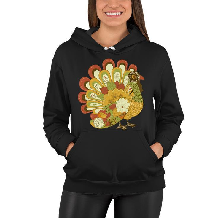 Happy Thanksgiving Floral Turkey Tshirt Women Hoodie