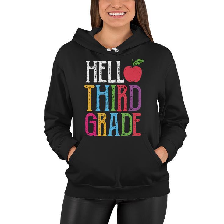 Hello 3Rd Grade Red Apple Back To School First Day Of School Women Hoodie