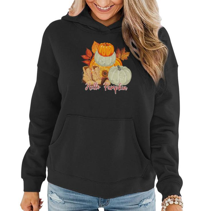 Hello Pumpkin Favorite Fall Season Women Hoodie Graphic Print Hooded Sweatshirt