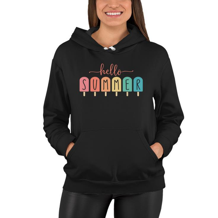 Hello Summer Vacation Ice Cream Popsicle Ice Lolly Women Hoodie