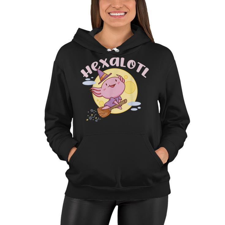 Hexalotl Funny Axolotl Witch Halloween Kawaii Meme  Women Hoodie