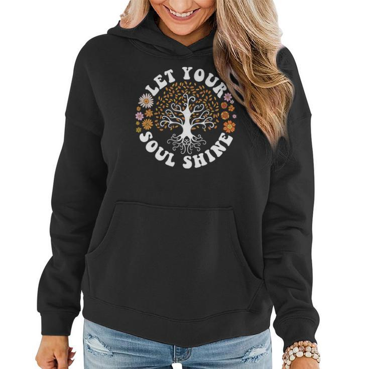 Hippie Let Your Soul Shine Daisy Flower Design Women Hoodie Graphic Print Hooded Sweatshirt