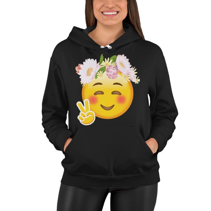 Hippy Smiley Face Peace Sign Tshirt Women Hoodie