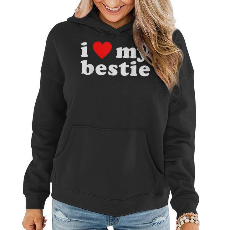 I Love My Bestie Best Friend Bff Cute Matching Friends Heart  Women Hoodie Graphic Print Hooded Sweatshirt
