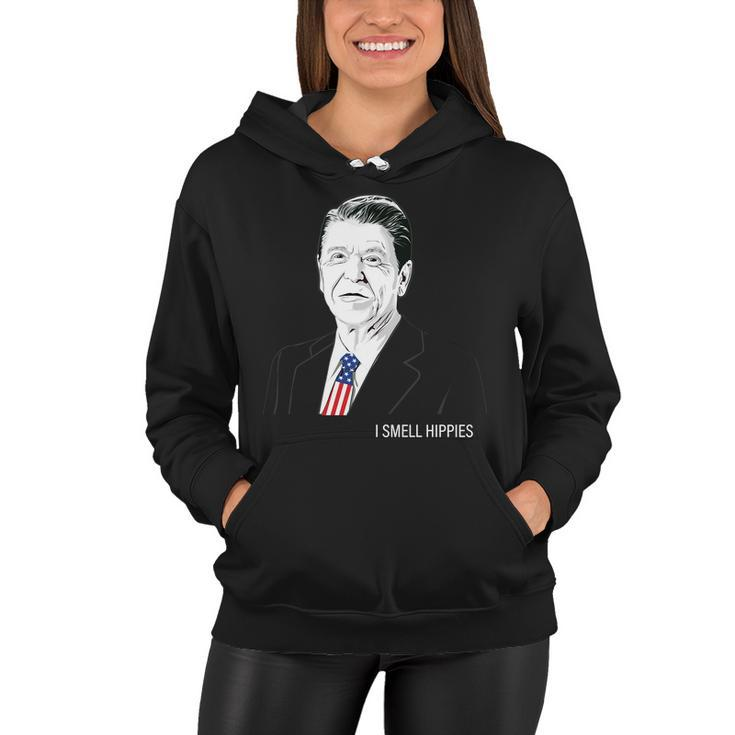 I Smell Hippies Ronald Reagan Women Hoodie