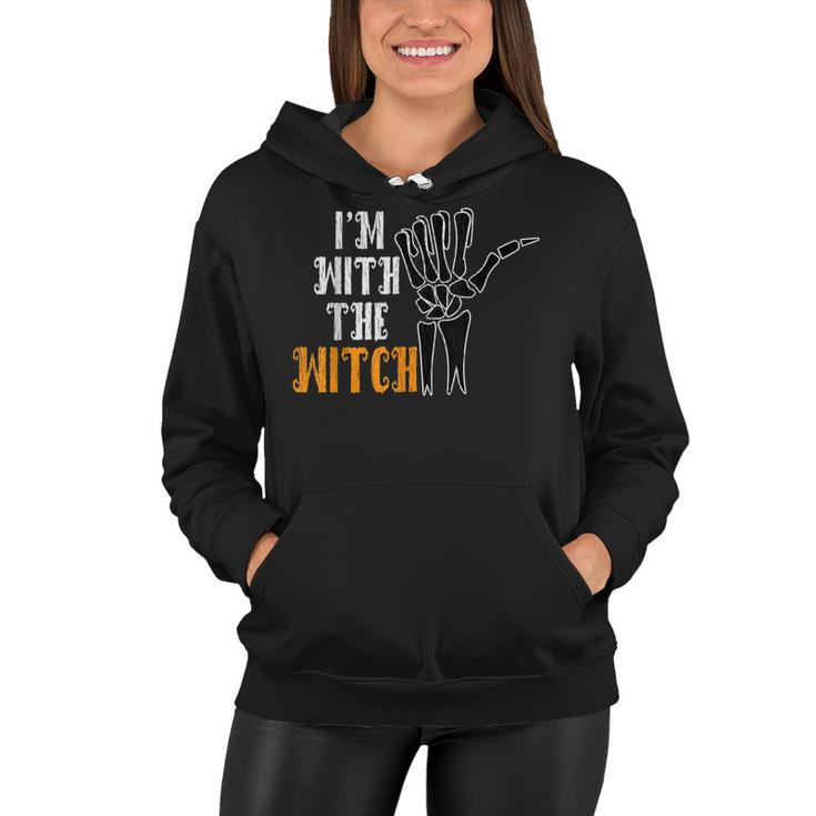 Im With The Witch Funny Couples Husband Halloween Costume  Women Hoodie