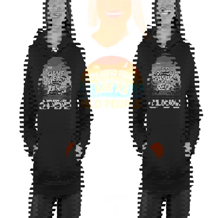 Its Weird Being The Same Age As Old People Retro Sunset  Women Hoodie