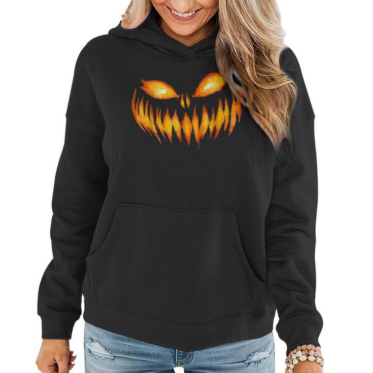 Jack O Lantern Scary Carved Pumpkin Face Halloween Costume  Women Hoodie Graphic Print Hooded Sweatshirt