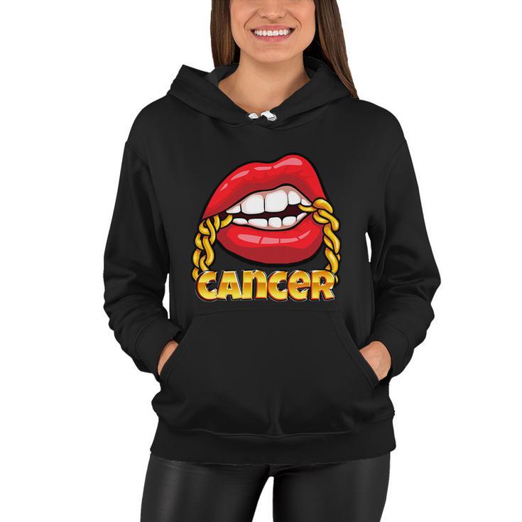 Juicy Lips Gold Chain Cancer Zodiac Sign Women Hoodie