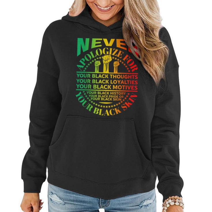 Junenth Black Pride Never Apologize For Your Blackness  Women Hoodie Graphic Print Hooded Sweatshirt