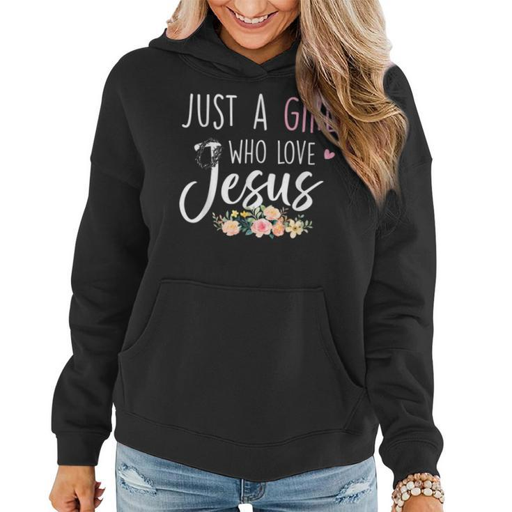Just A Girl Who Loves Jesus Religious Christian Faith Girls  Women Hoodie Graphic Print Hooded Sweatshirt