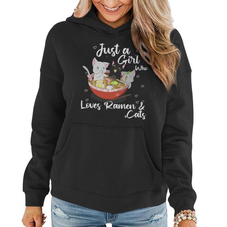 Just A Girl Who Loves Ramen And Cats Women Hoodie - Thegiftio