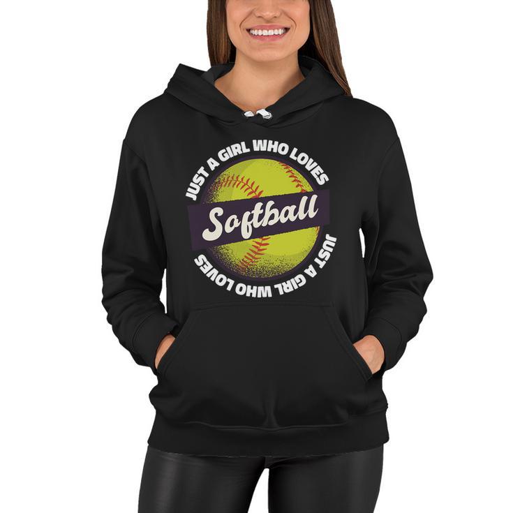 Just A Girl Who Loves Softball Women Hoodie