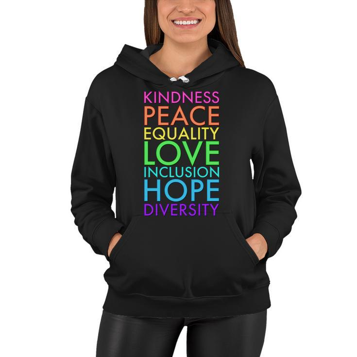 Kindness Peace Equality Love Hope Diversity Women Hoodie