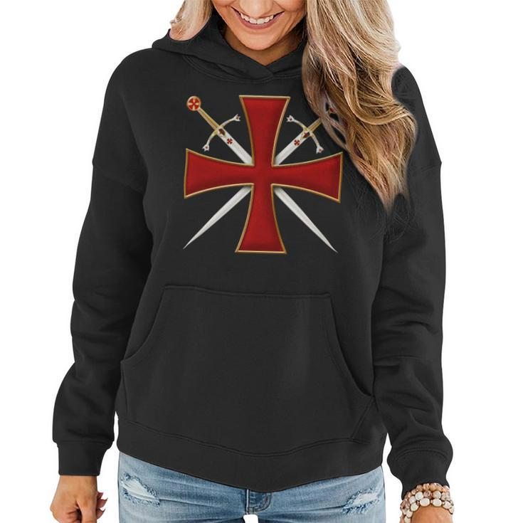 Knight Templar T Shirt-Cross And Sword Templar-Knight Templar Store Women Hoodie