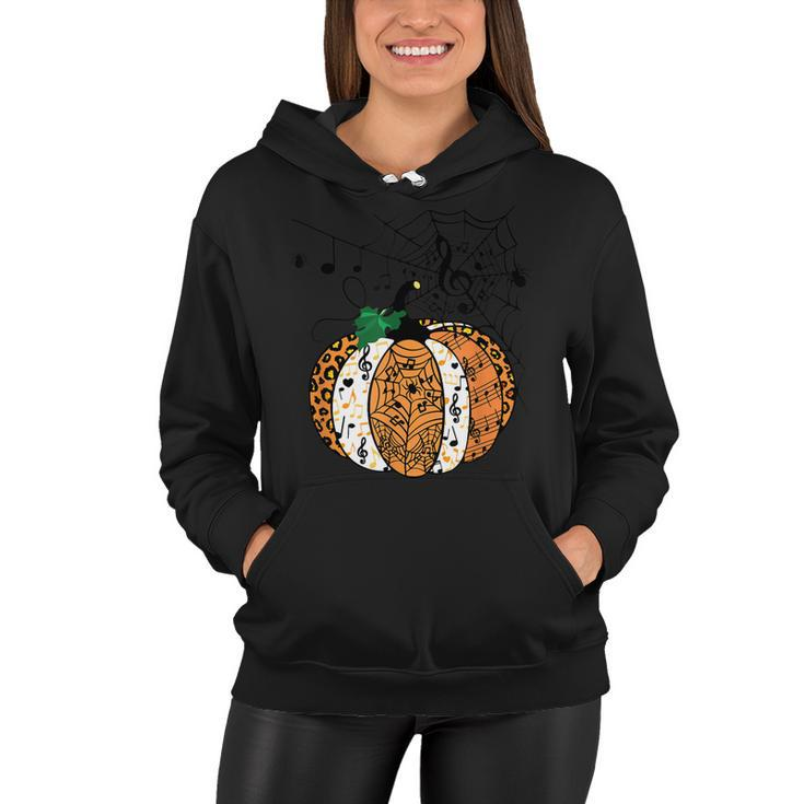 Leopard Pumpkin Music Teacher Funny Halloween Spooky Season Women Hoodie